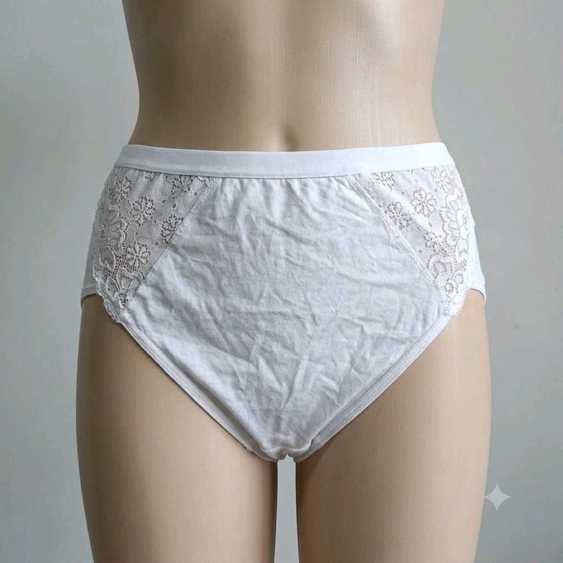 Comfortable 🪔White Briefs with Lace Detail