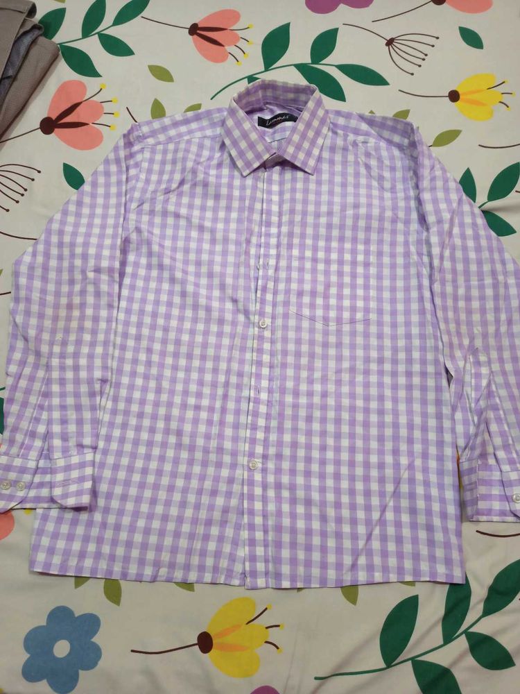 Lavender Checkered Long Sleeve Shirt