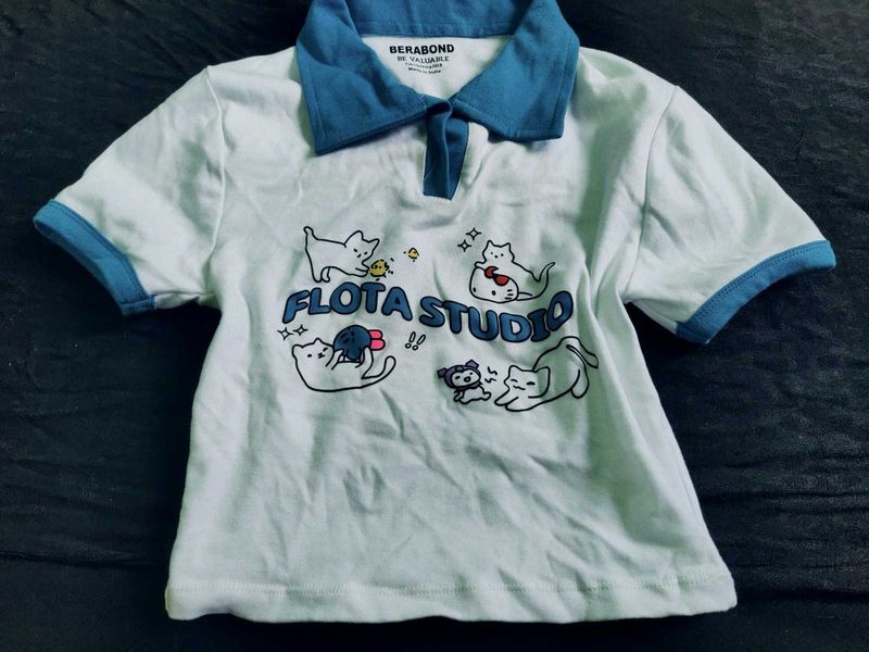 Cute Cat Graphic Polo T-Shirt