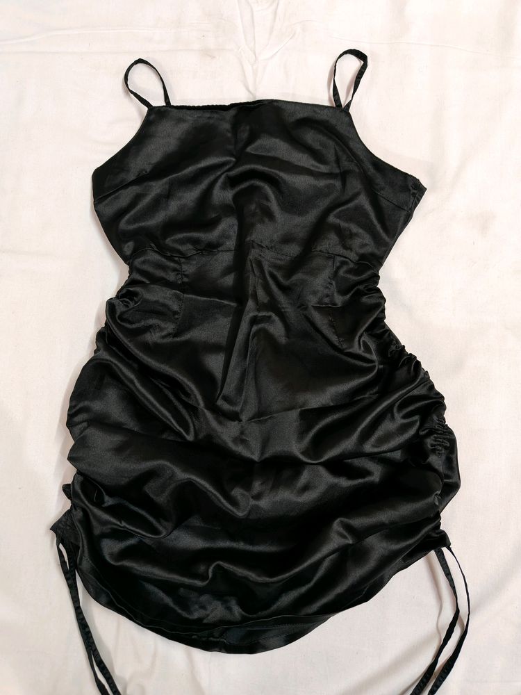 Black Mini Dress (Satin)