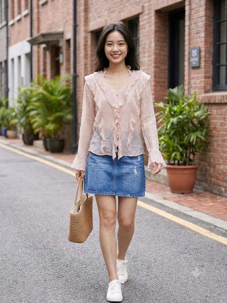 Sheer Pink Ruffle top