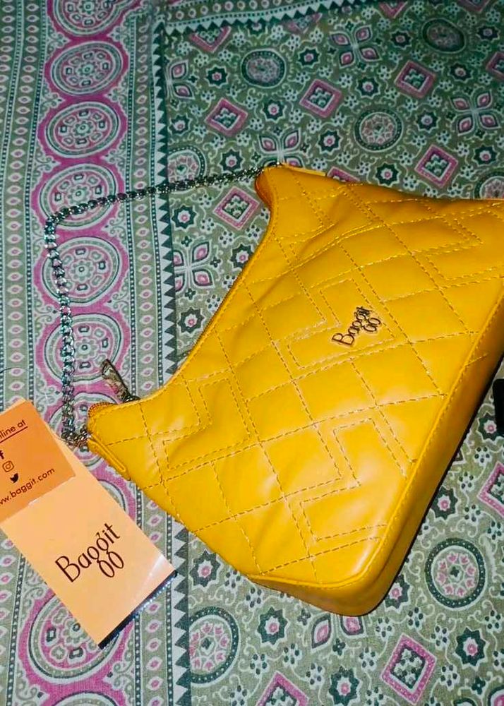 Quilted Yellow Handbag