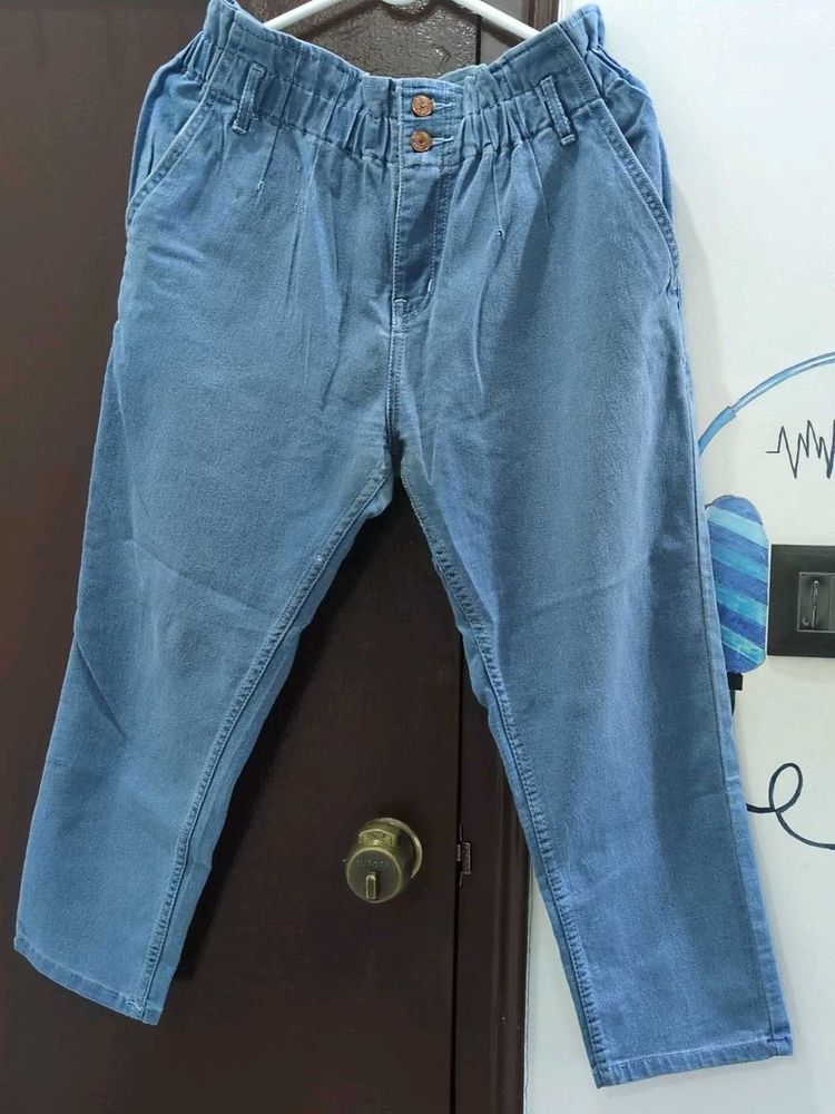 Light Wash Paperbag Waist Jeans