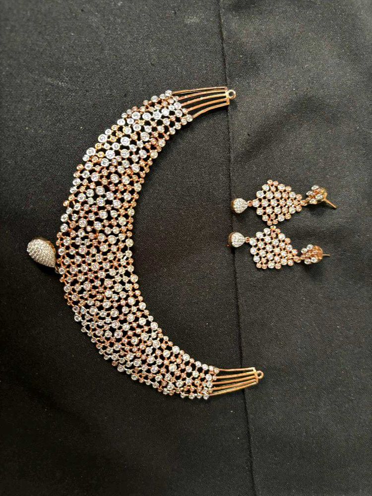 Elegant Diamond Necklace &amp; Earring Set