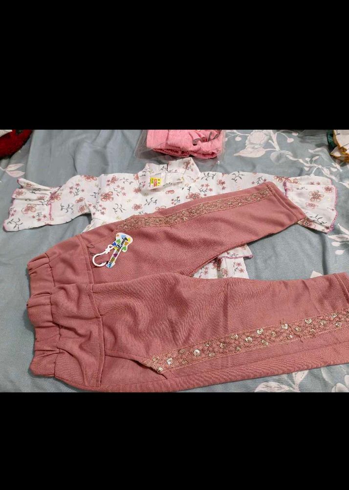 Cute Floral Print Kurta Set for Girls