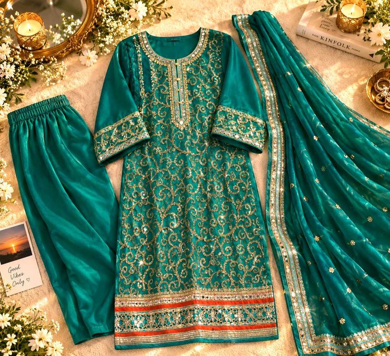 💚green pakistani suit 😍