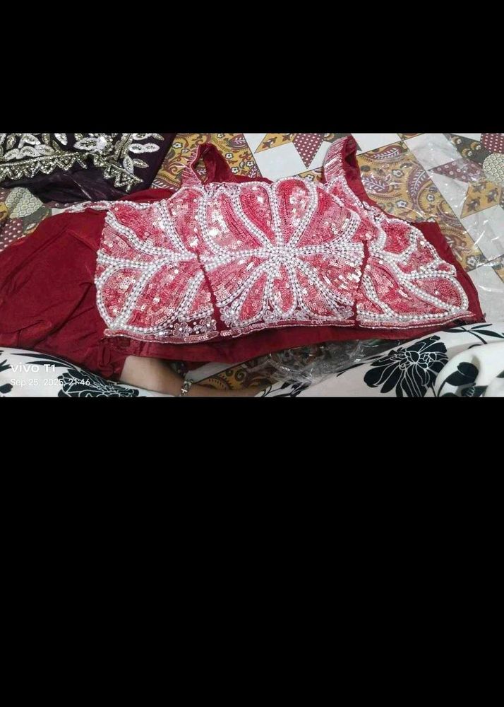 Embellished Red Ethnic Blouse saree