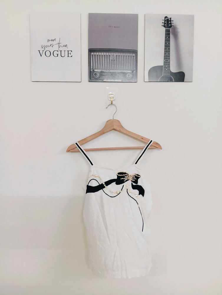 White Cami Top with Bow Detail