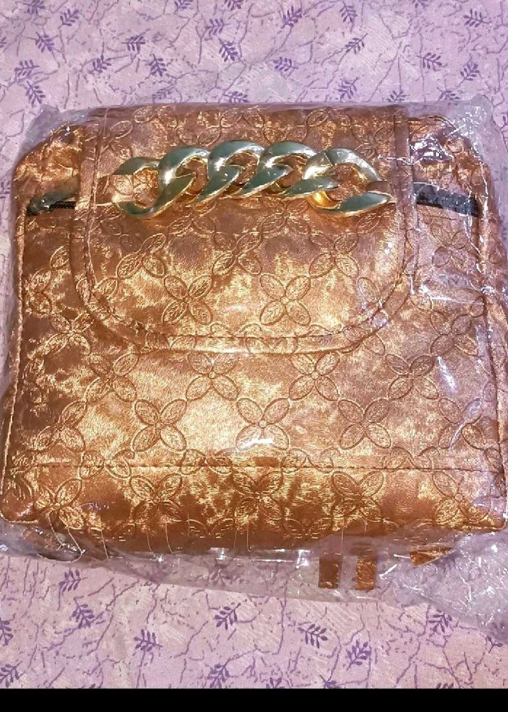 Brand New Gold Clutch Bag with Chain