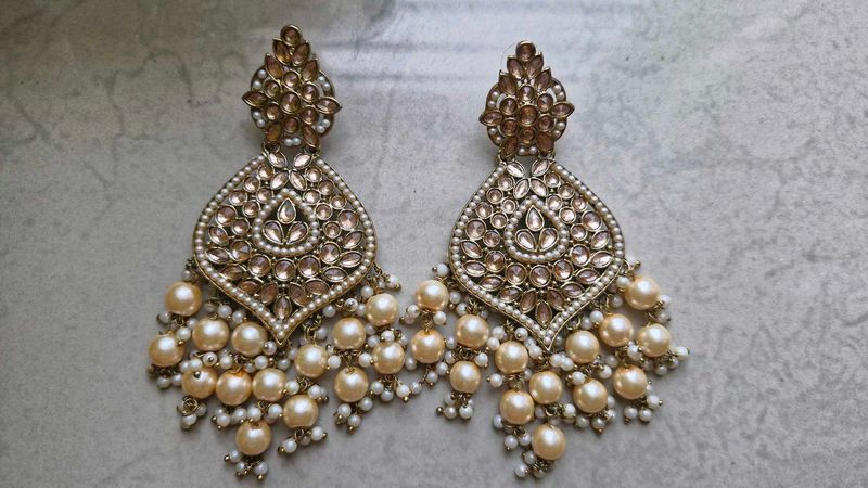 Exquisite Pearl &amp; Stone Drop Earrings