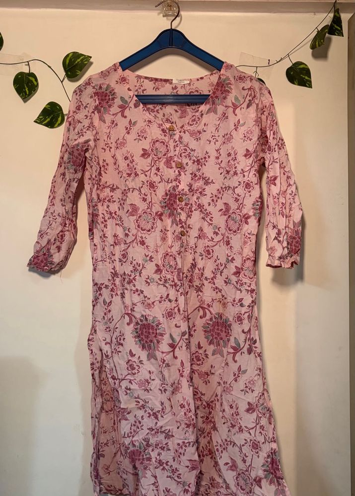 Light Pink Floral Print Kurta