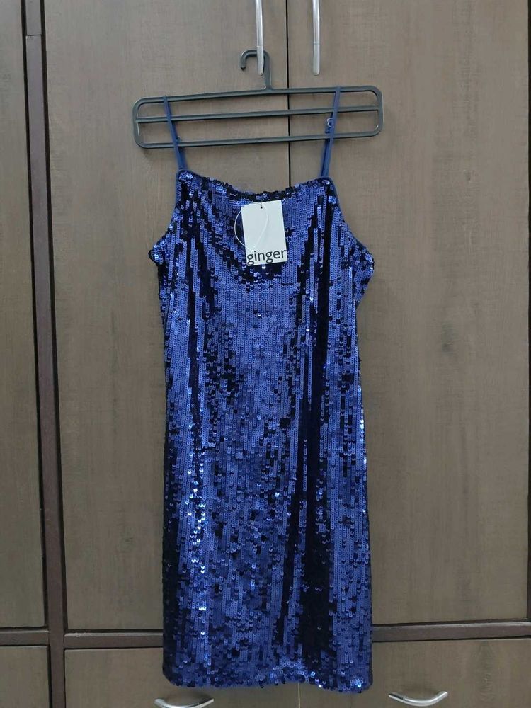 Sparkling Blue Sequin Mini Dress