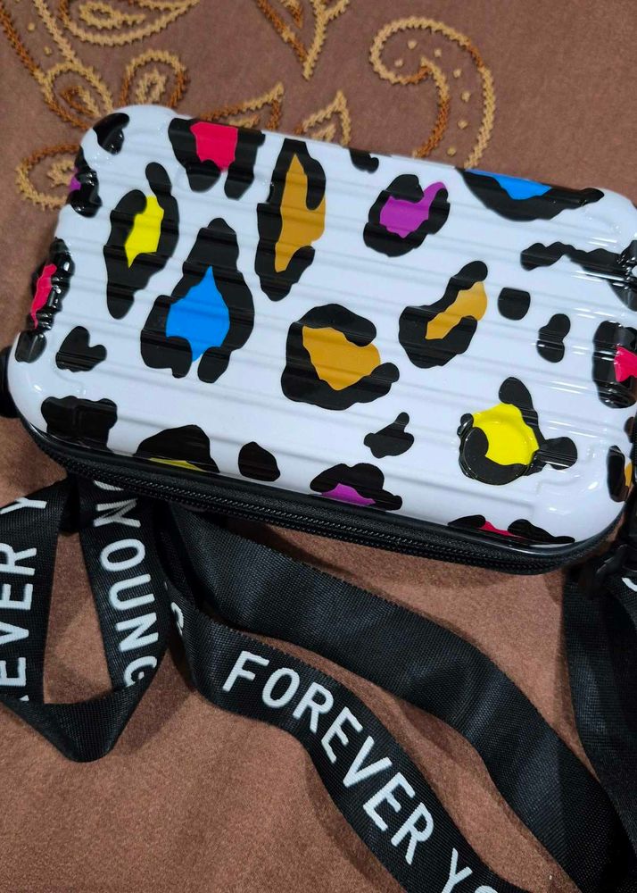 Leopard Print Mini Suitcase Bag