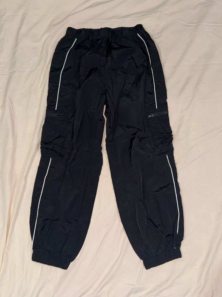 Black Cargo Pants with White Stripe