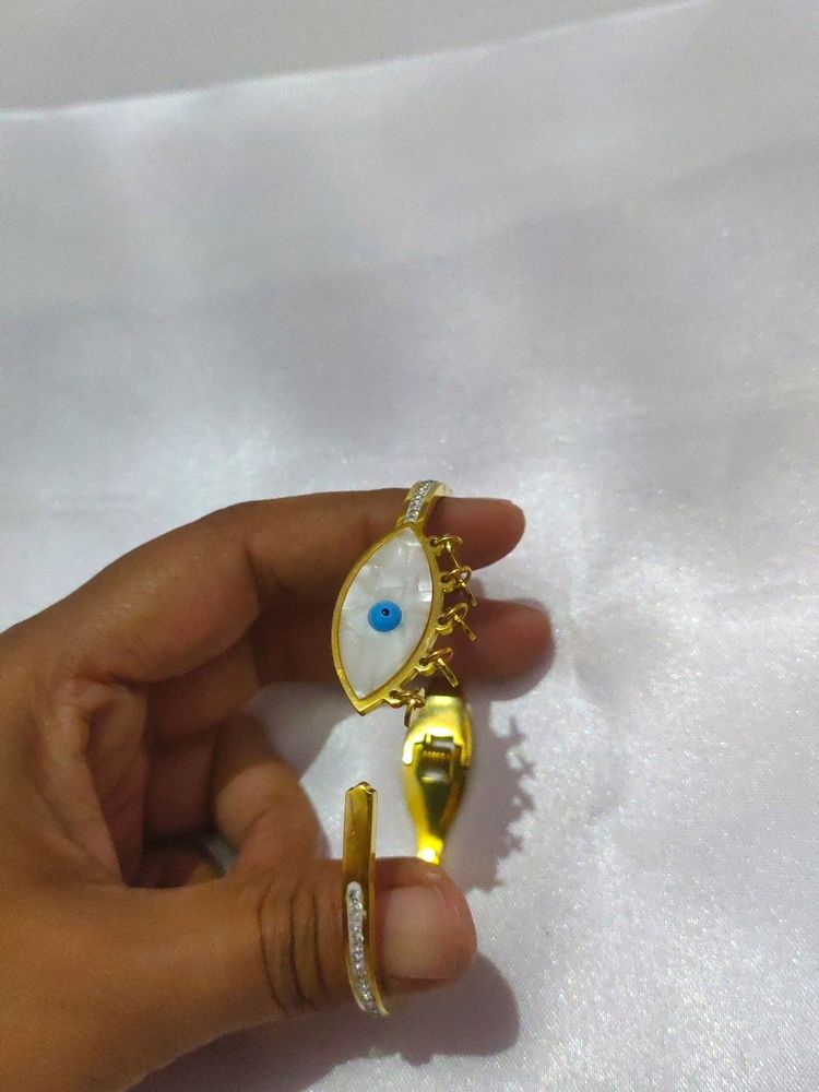 Evil Eye 👁️ Handcuffs Yellow Golden Colour With Ad Stone
