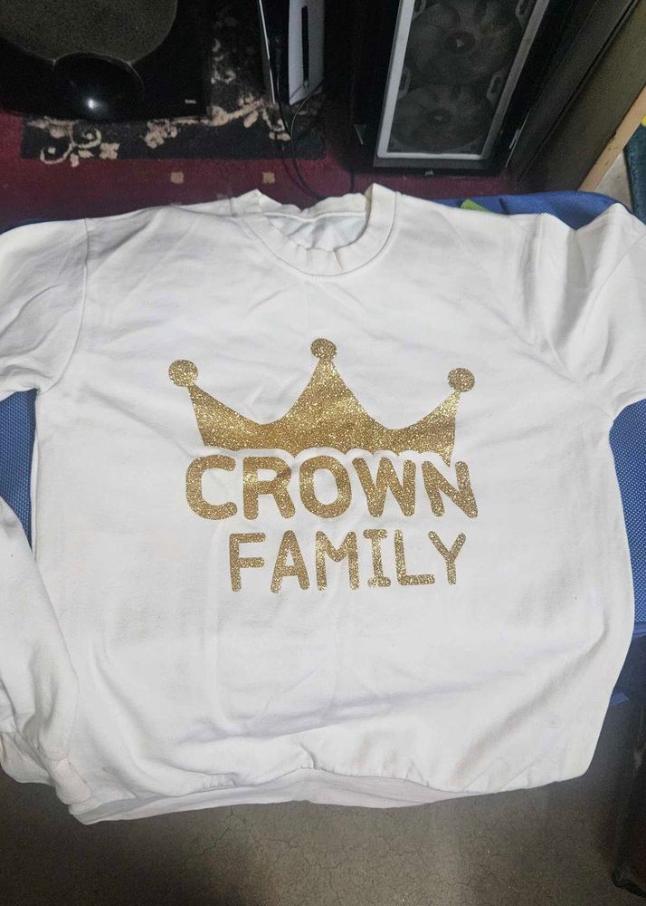White Crown Family Graphic T-Shirt