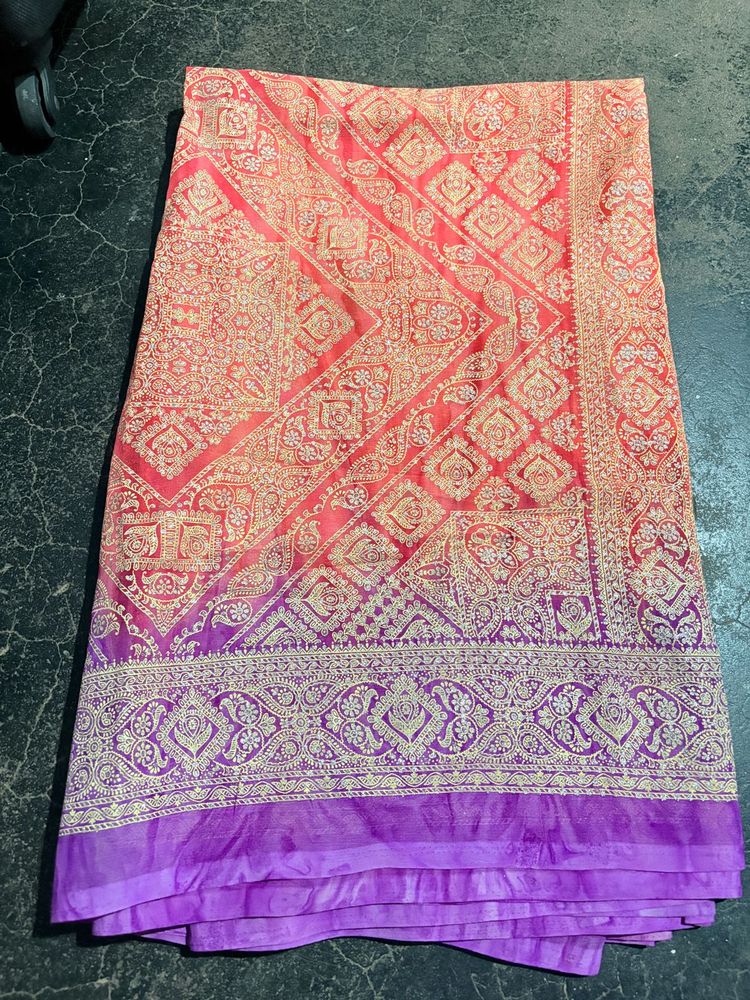 Elegant Red &amp; Purple Saree