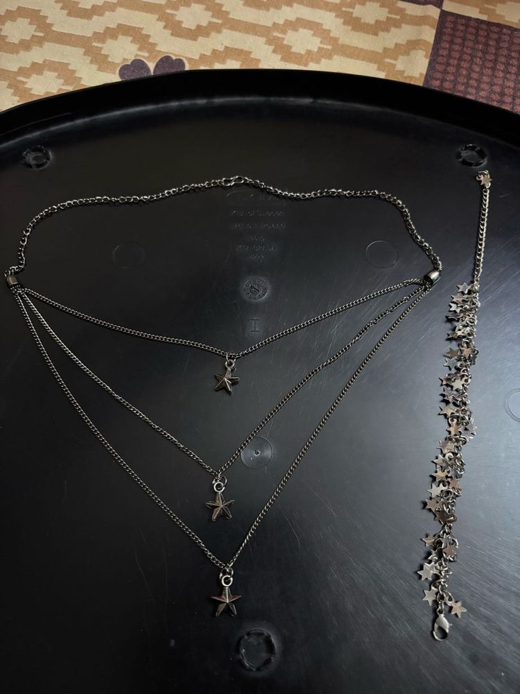 Layered Star Necklace &amp; Bracelet Set