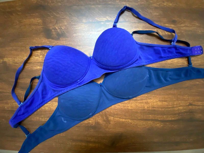 Gently Used 40 B-Cup Bras – Navy &amp; Royal blue.