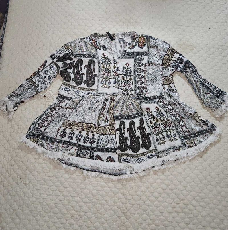 Bohemian Patchwork Tunic Top