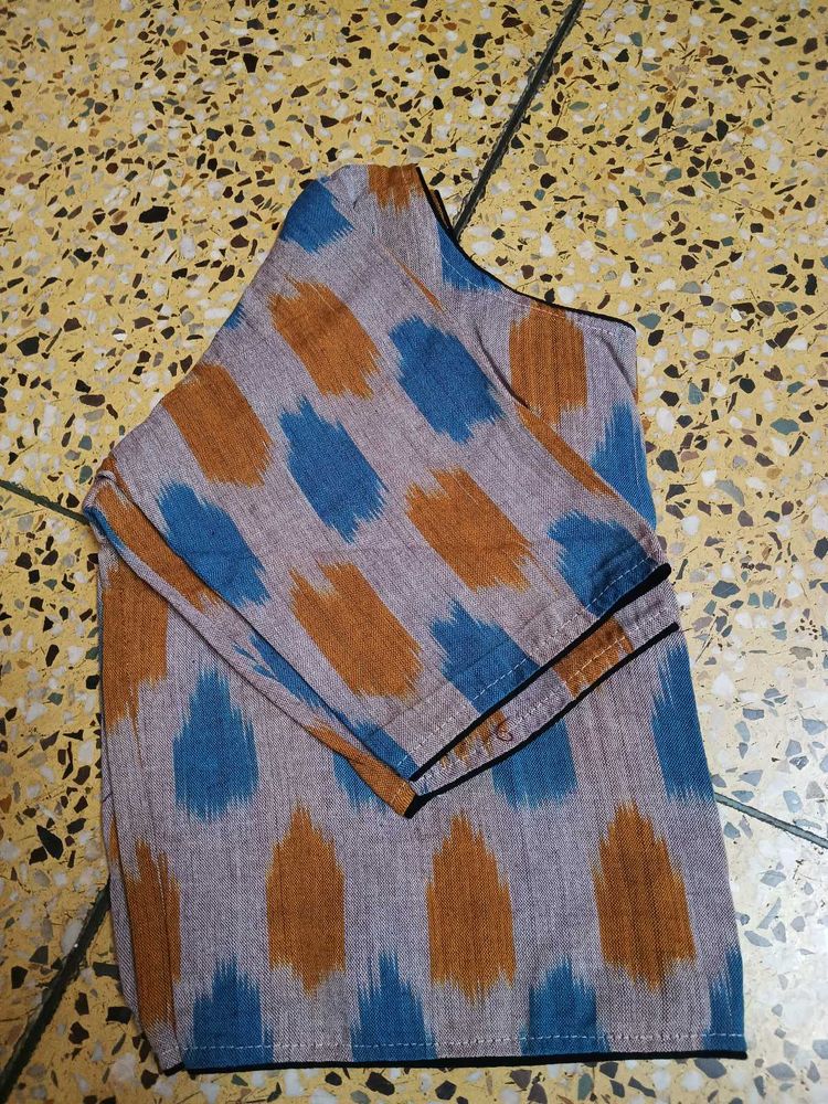 Ikat Print Cotton Blouse