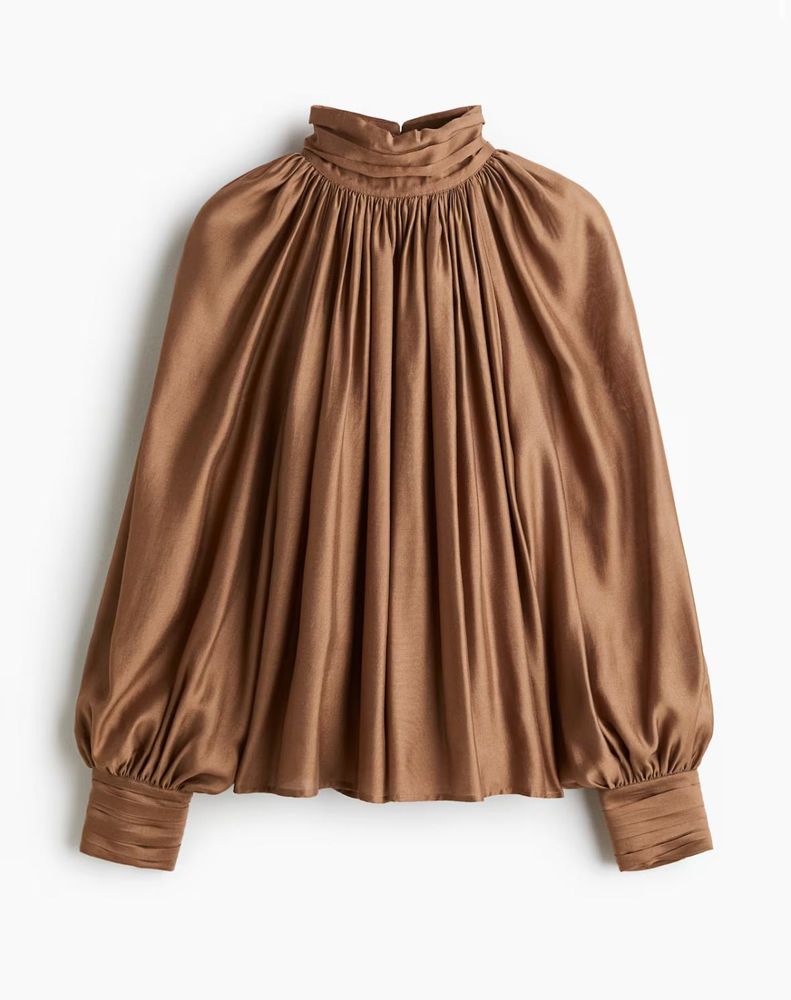 H&amp;M Brown draped blouse top -