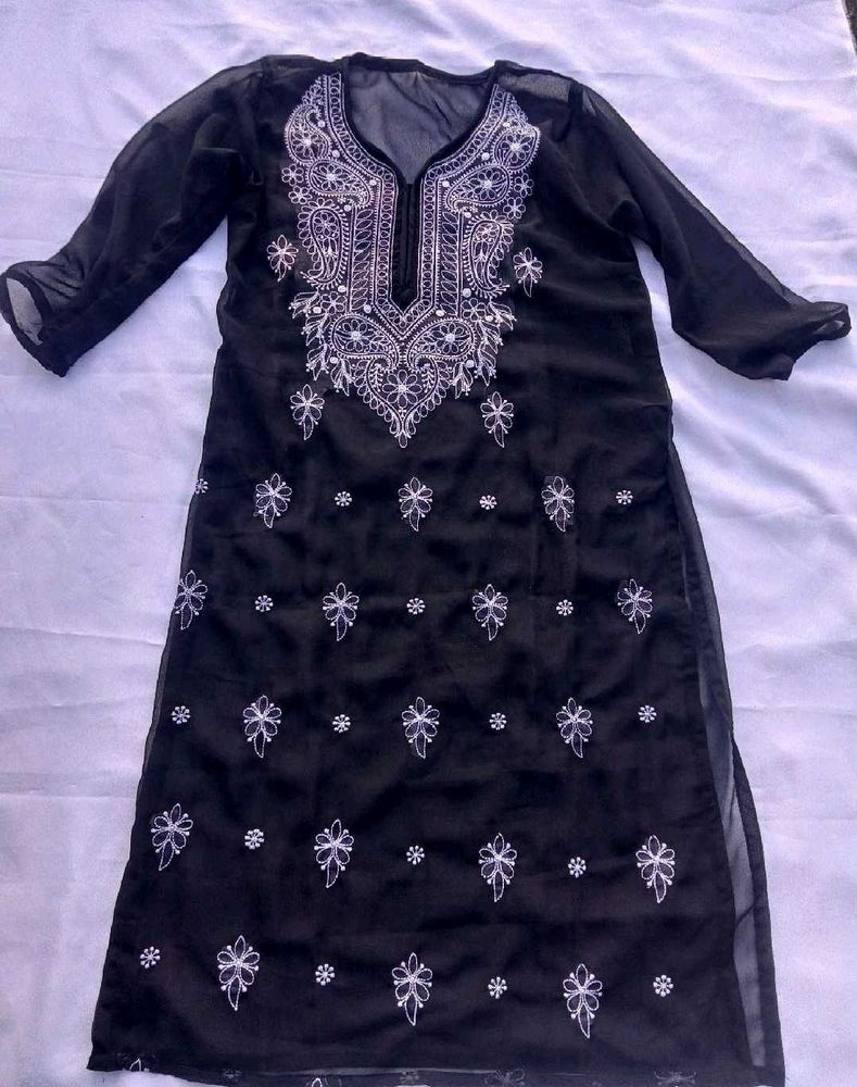 Black Chikankari Kurta