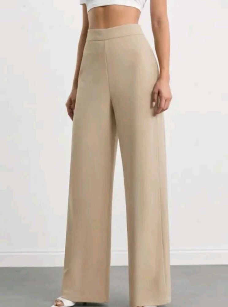 beige  Wide-Leg Pants
