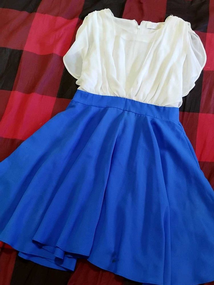 White &amp; Blue Fit and Flare Dress❣️
