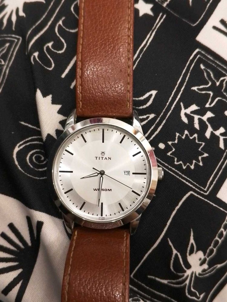 Titan Watch with Leather Strap