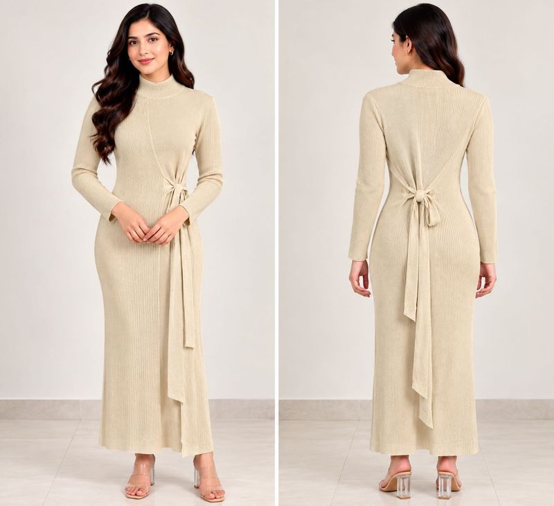 Elegant Ribbed Knit Maxi Dress