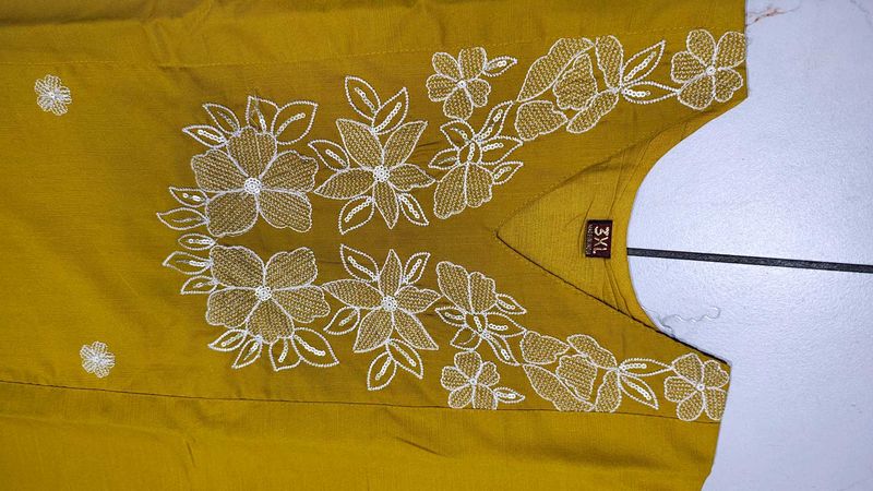 Embroidered Yellow Kurta