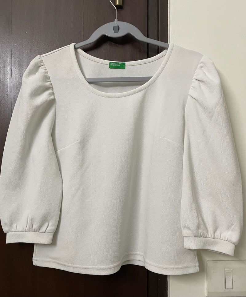 White Puff Sleeve Top
