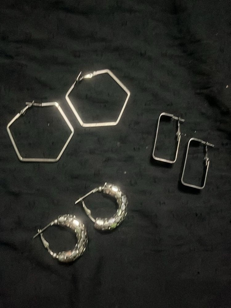 Set of 3 Unique Hoop Earrings