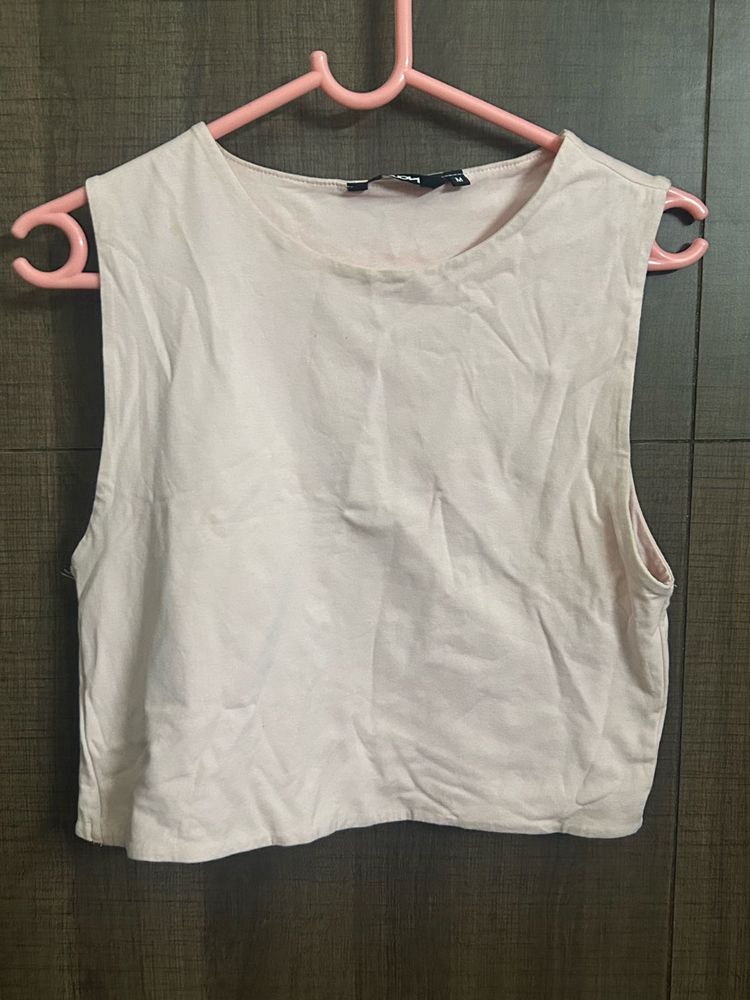 Pale Pink Sleeveless Crop Top