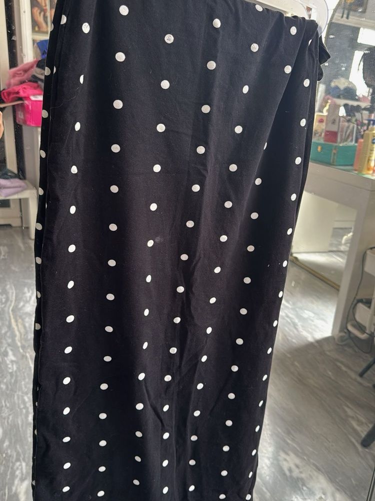 Black Polka Dot slit  skirt