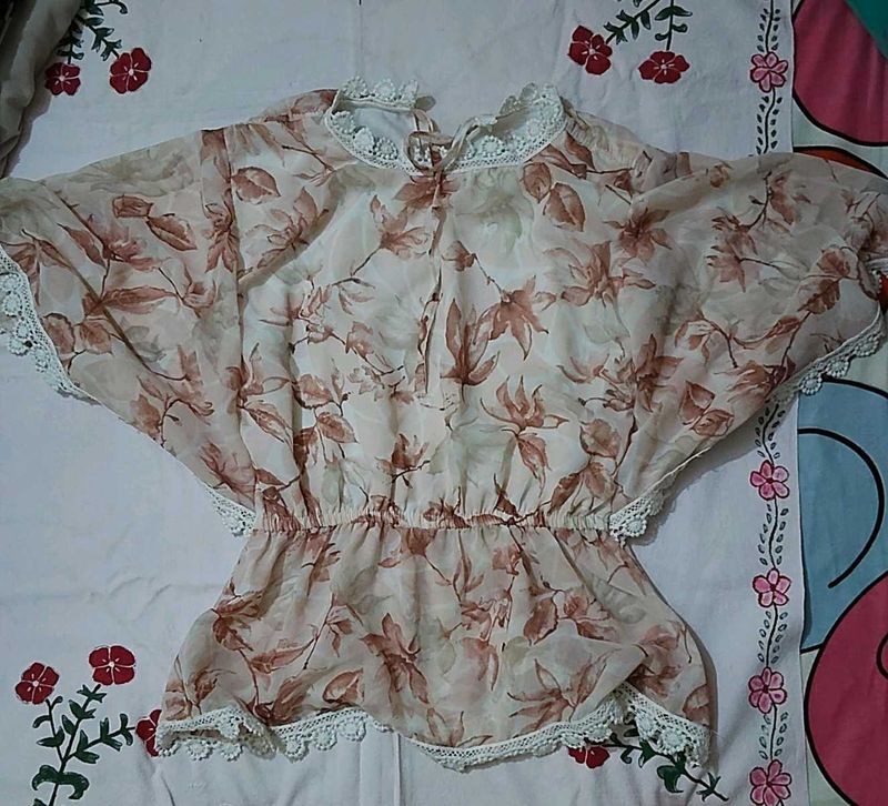 Chic Floral Print butterfly Top