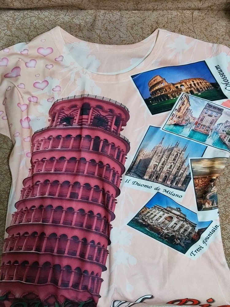 Cute Pink Pisa Tower &amp; Italy Collage T-Shirt