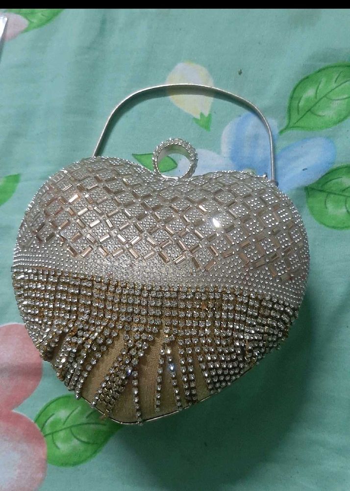 Heart Shaped Embellished Clutch