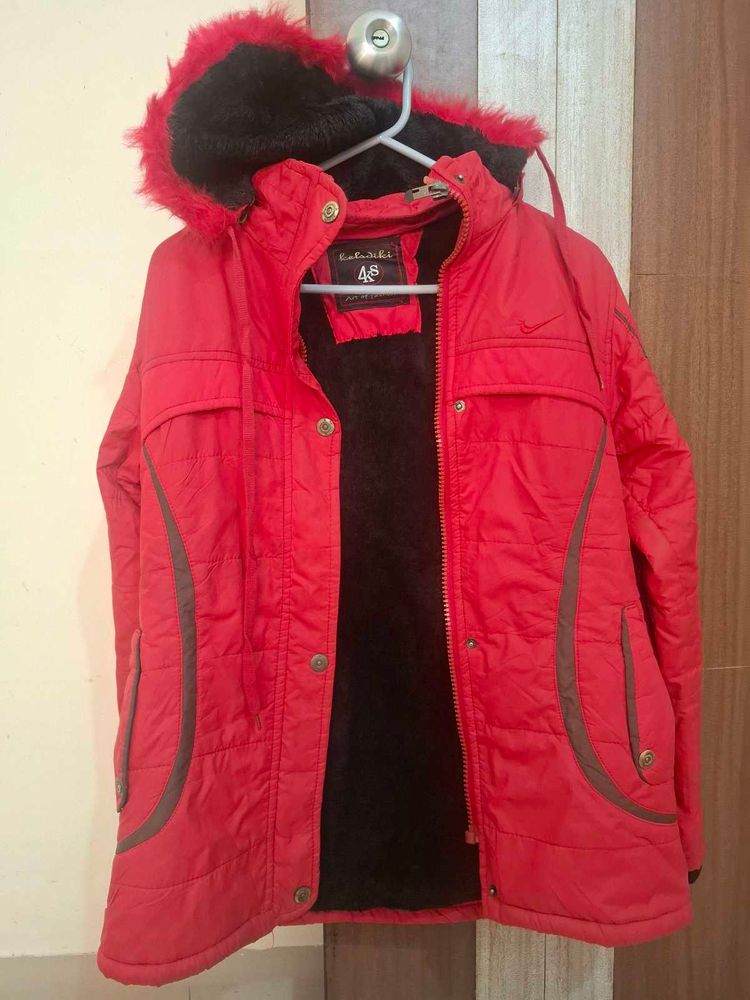 Red Fur Hooded Winter Jacket