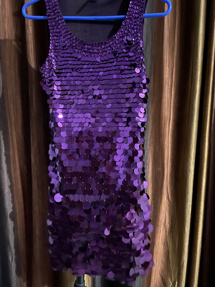 Purple Sequin Mini Dress
