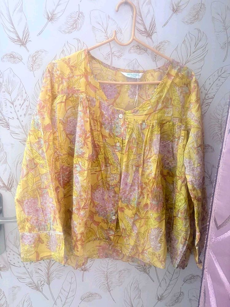 Beautiful Yellow Floral Blouse