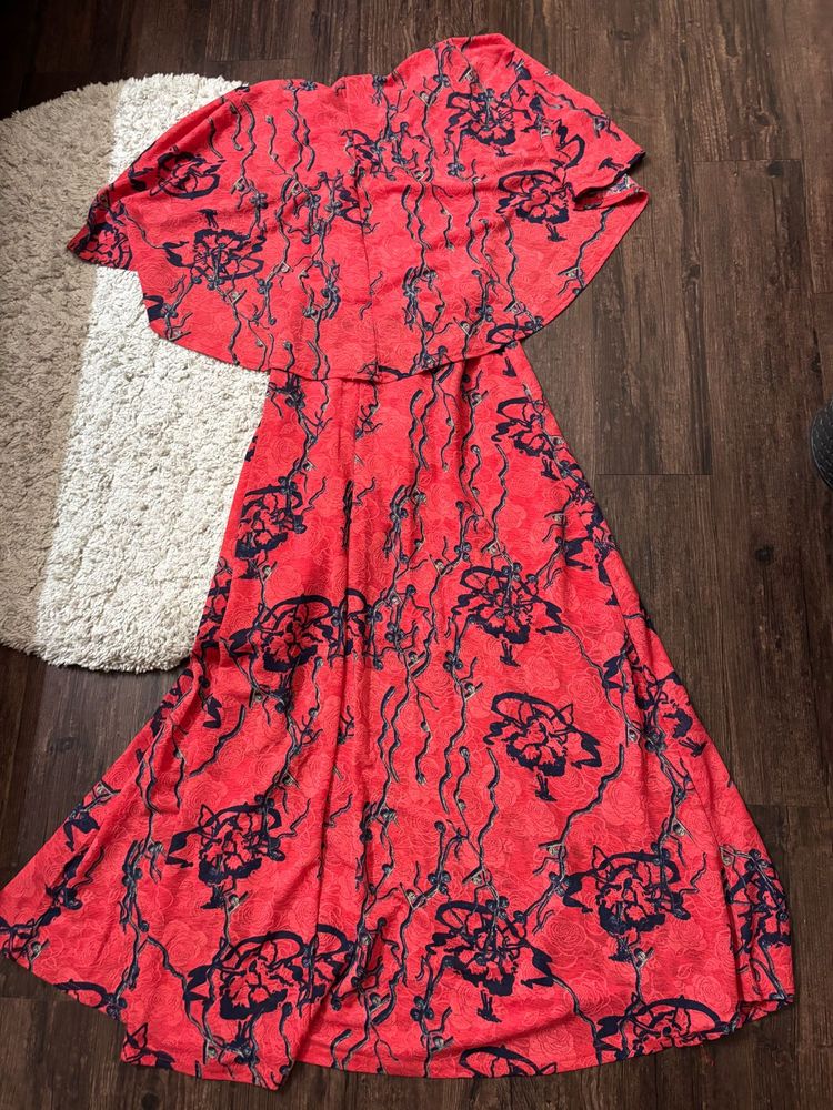 Elegant Red Floral Gown