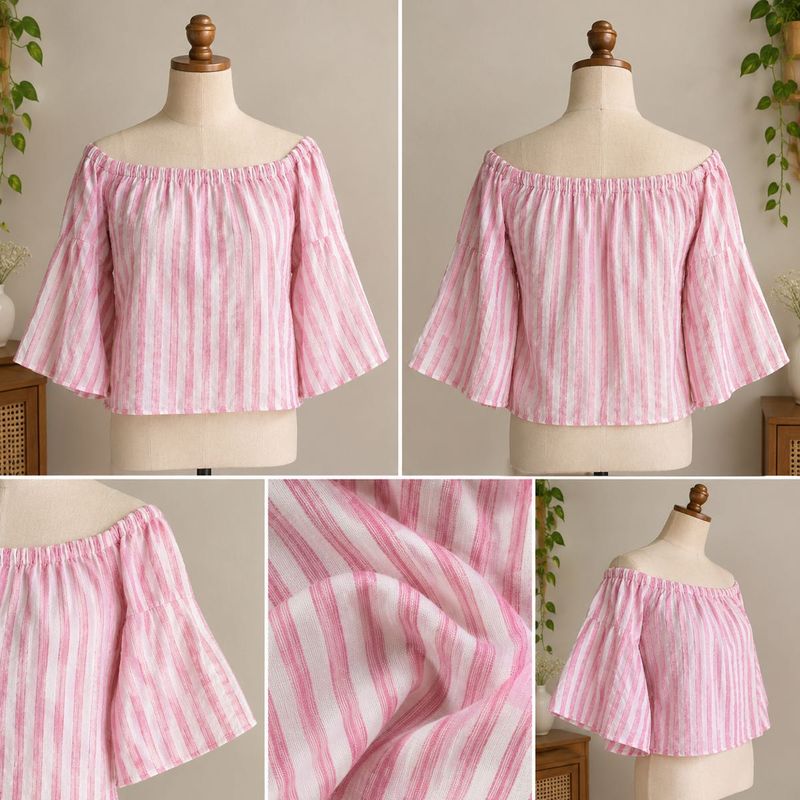 Pink Striped Off-Shoulder Top