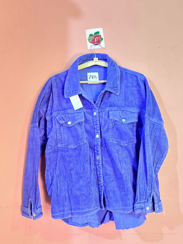 ZARA Purple Corduroy Button-Up Jacket