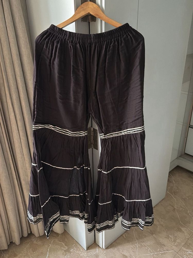 Black Sharara Pants  with silver lace