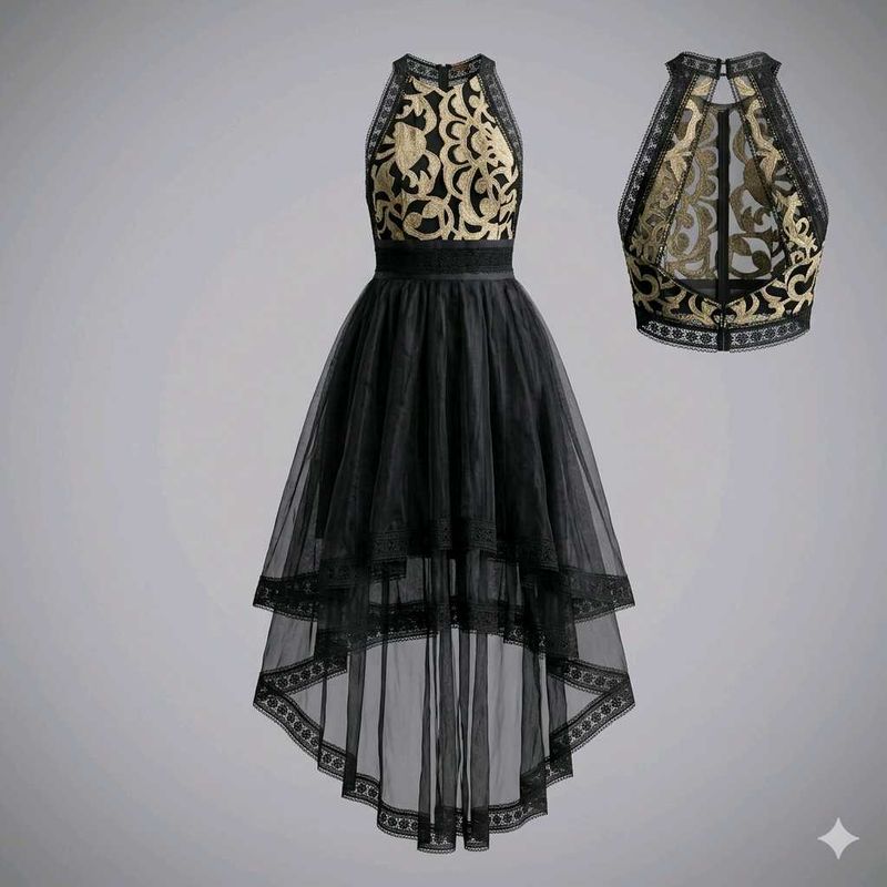 Elegant Black &amp; Gold Lace gown