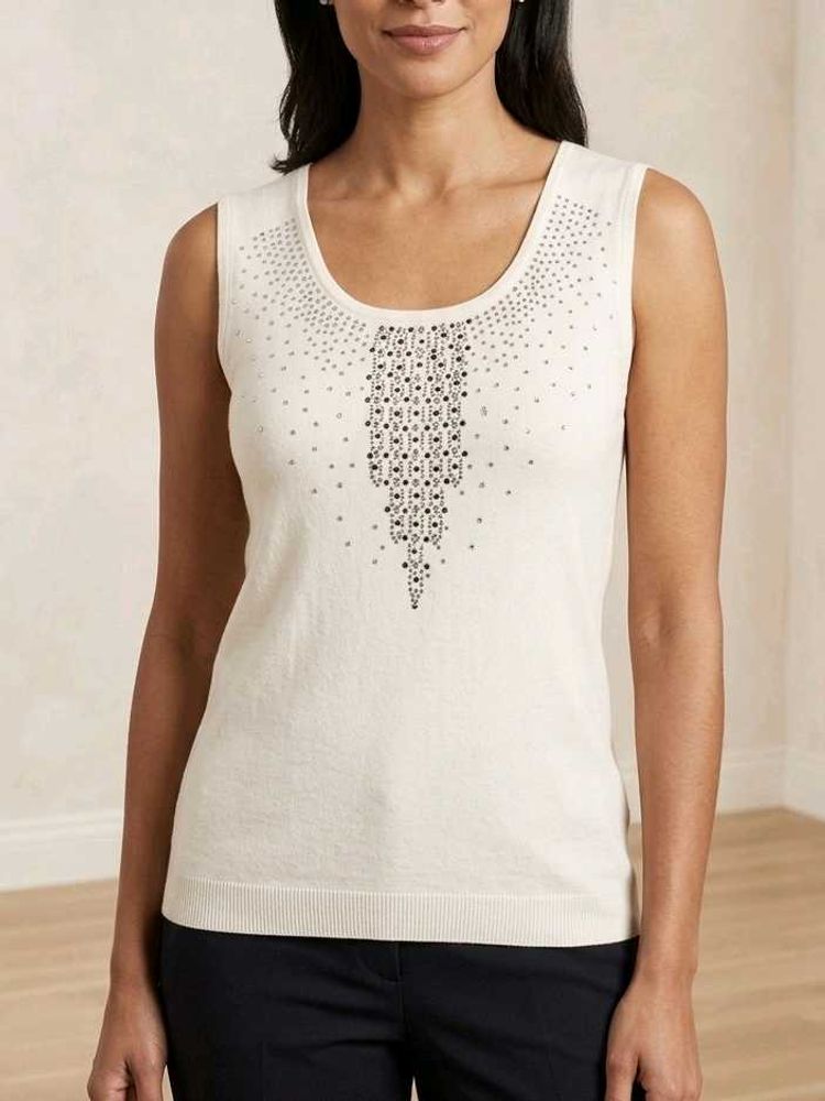 White rhinestoned tank top
