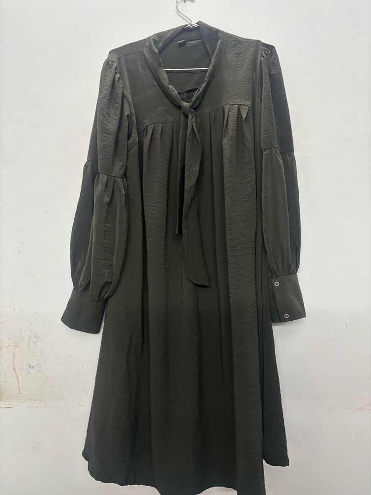Elegant Olive Green Dress