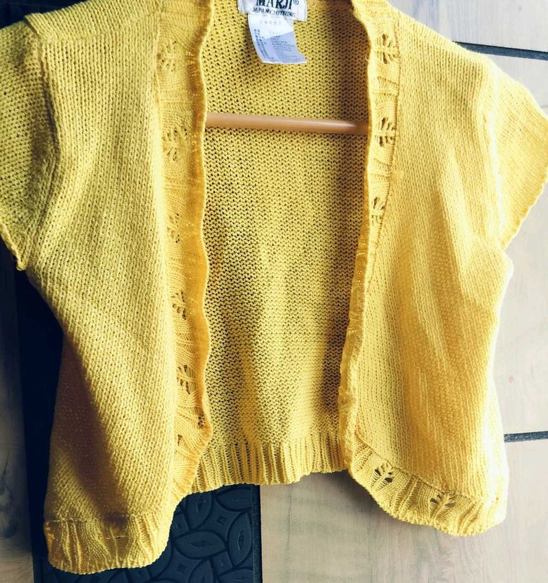 Sunny Yellow Knit Cropped Cardigan